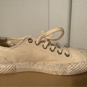 Cream Canvas Lace-Up Sneakers